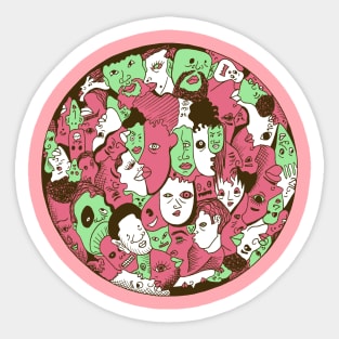 Pink Mint Many Faces Sticker